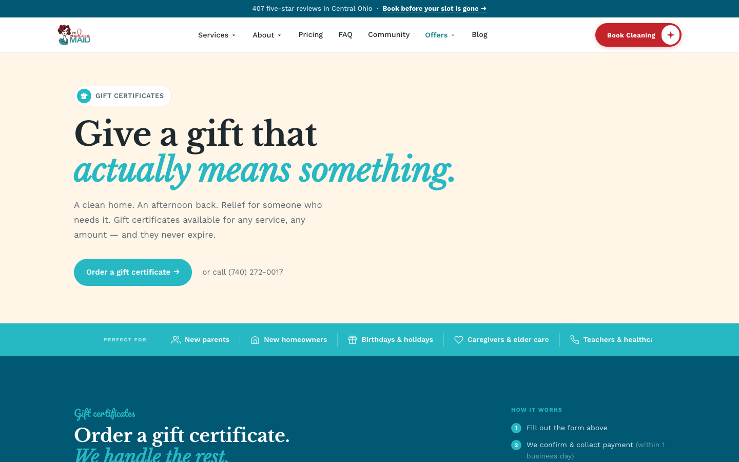 The Modern Maid gift certificates