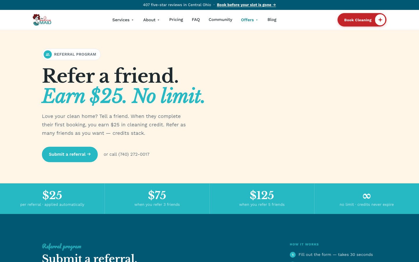 The Modern Maid referral program