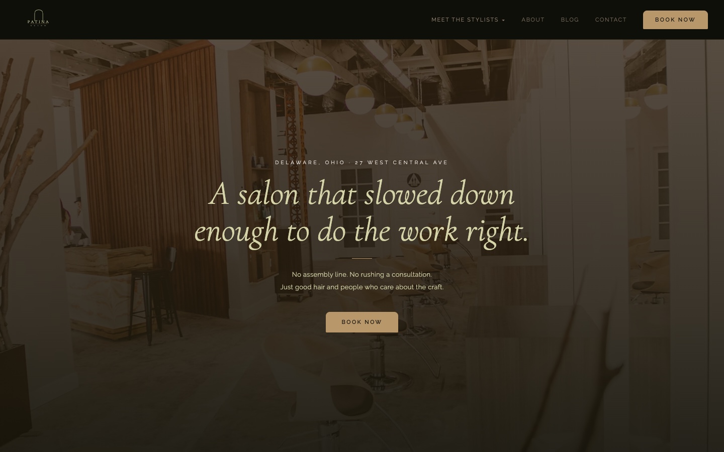 Patina Salon Studio website